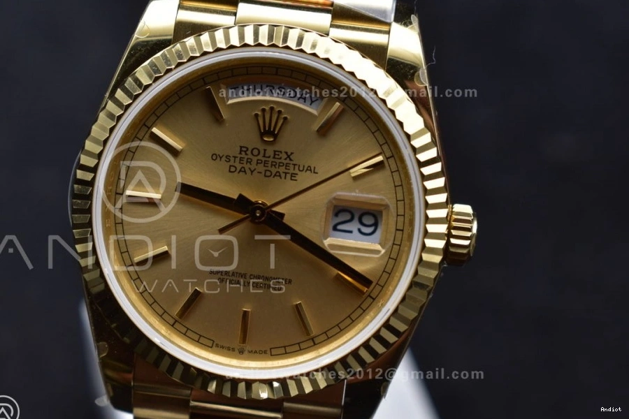 YG 36 Steel Edition 696 904L (Gain Dial V5 on vr3255 Weight) Best Bracelet President QF Gold DayDate EasyCare 0723